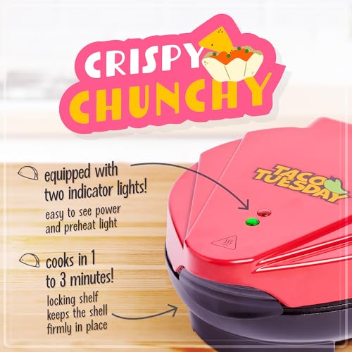 Nostalgia Taco Tuesday Tortilla Bowl Maker For Baked Taco Bowls, Tostadas, Salads, Dips, Appetizers, and Desserts, 8 to 10 Inch Tortillas, Red - Image 3