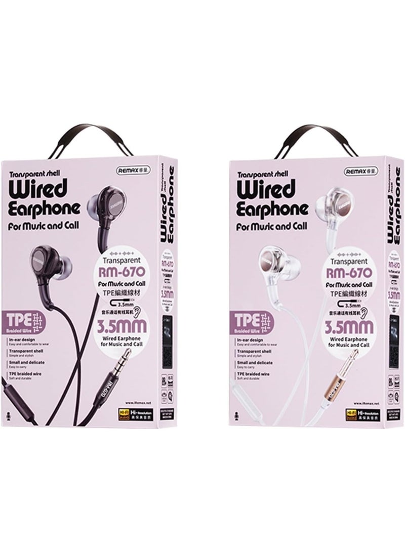 Remax Wired Earphones RM-670 , Black - Image 2