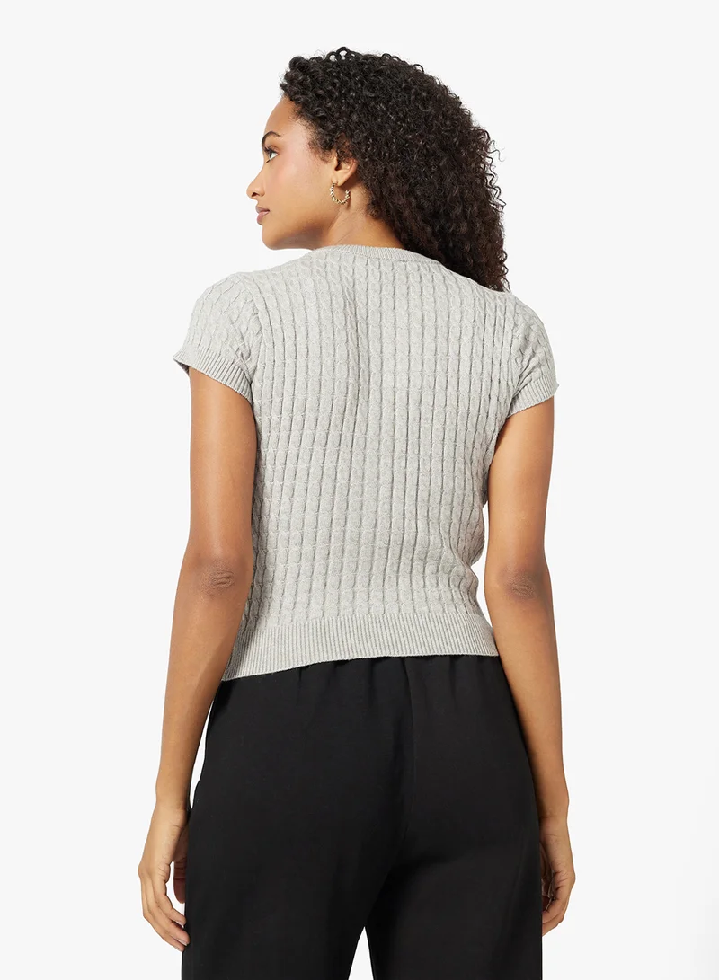 Ginger Cable Knit Button Up Cardigan