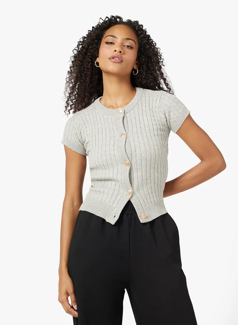 Ginger Cable Knit Button Up Cardigan