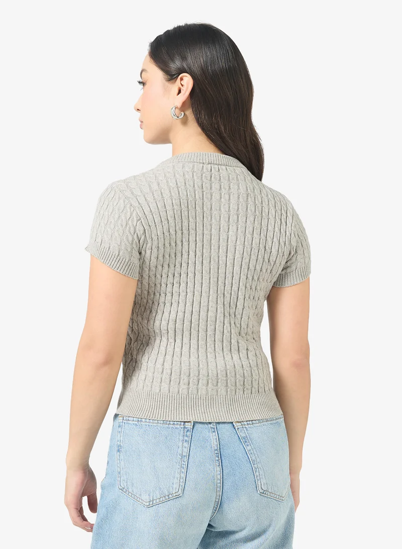 Ginger Cable Knit Button Up Cardigan