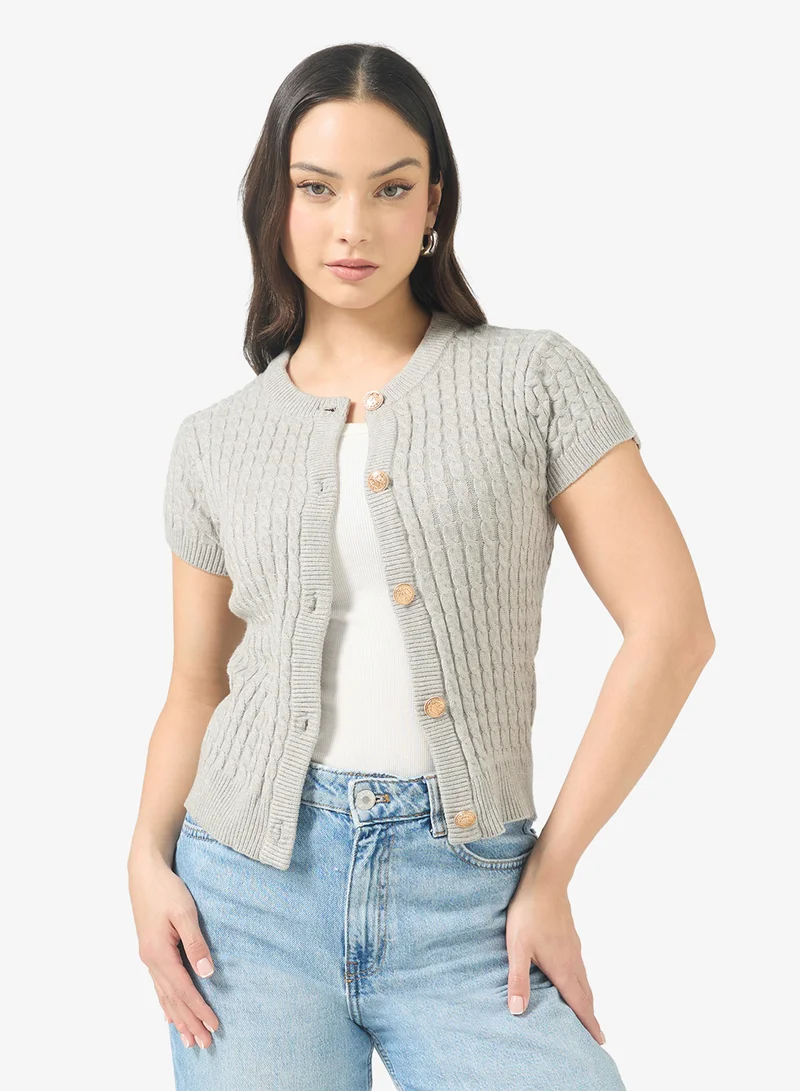 Ginger Cable Knit Button Up Cardigan