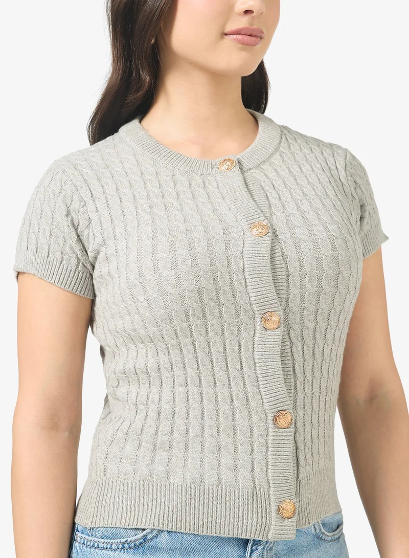 Ginger Cable Knit Button Up Cardigan