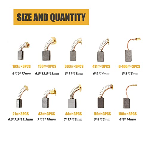 MARSTEK 30Pcs 10 Sizes Electric Motor Carbon Brushes Replacement for Power Tool - Image 2