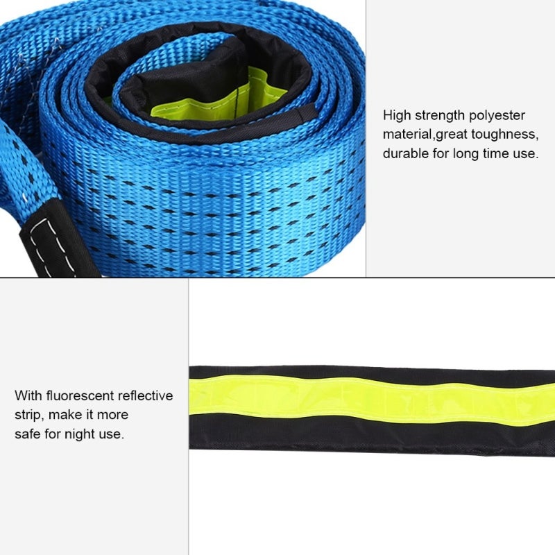 Tow Rope 8 Ton High Strength Polyester Recovery Strap - U-Shaped Carbon Steel Safety Hooks Emergency Towing Cable for Off Road, Mud Sand Snow Stuck Vehicles & Roadside Assistance - Image 5