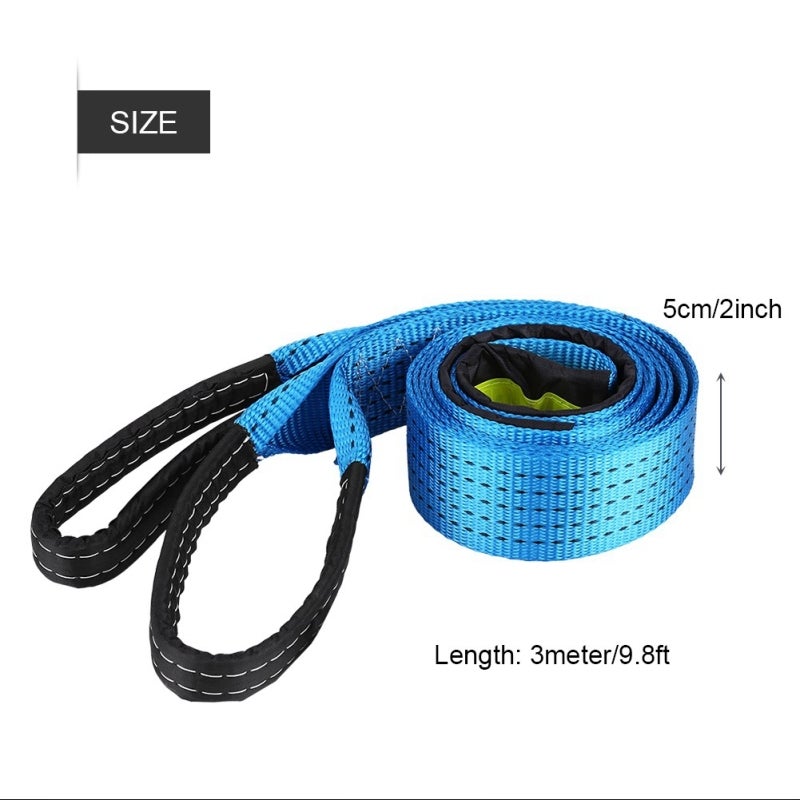 Tow Rope 8 Ton High Strength Polyester Recovery Strap - U-Shaped Carbon Steel Safety Hooks Emergency Towing Cable for Off Road, Mud Sand Snow Stuck Vehicles & Roadside Assistance - Image 4