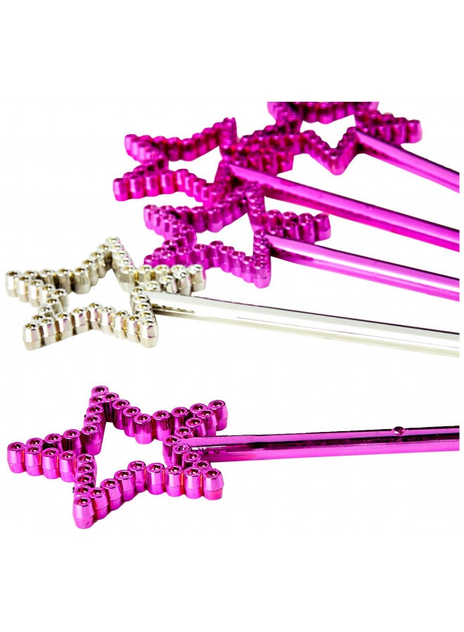 Unique Silver & Pink Mini Plastic Star Wands (24cm) 8 Count - Perfect for Magical Celebrations - Image 2