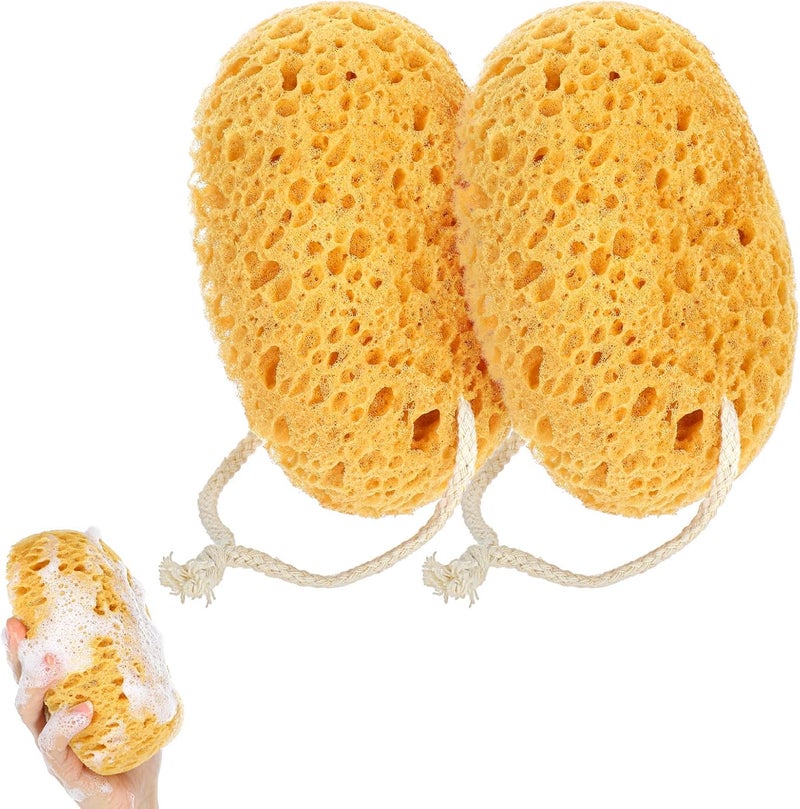 2Pcs Bath Sponge Soft Exfoliating Large Shower Sponges Face Body Scrubber Puff Foam Loofah for Women Men Sensitive Dry Skin Bathing Gentle Deep Cleansing
