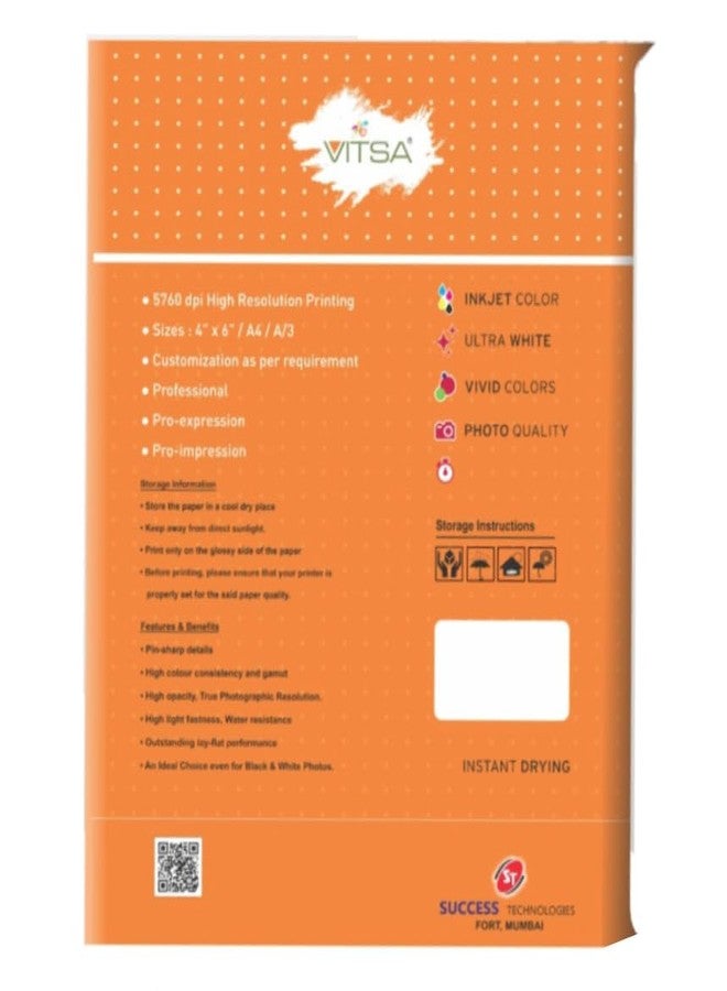 VITSA Photo Glossy Paper for Inkjet Photo Printing - A4 size - 130gsm (130 gsm, 50 Sheets) - Image 2