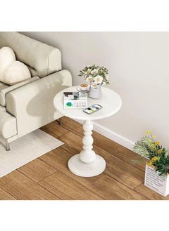 Y&D Vintage Style Bedside Small Round Table Balcony Small Coffee Table Living Room Table Small Coffee Tea Table For Living Room Bedroom Small Space Roman Column Round Table  - Image 3