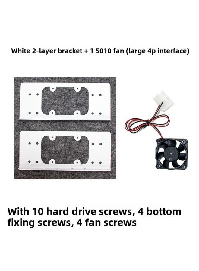 3.5 Bracket Computer Case Extension Fan Cooling Machine Metal Double-layer Rack-Color:White 2 Layers +  - Image 1