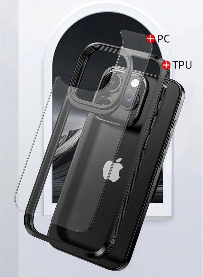 IPAKY iPhone 15 Pro Case, Transparent PC Hard Back Panel + Black TPU Soft Frame Case Cover, Anti-Drop Explosion-Proof Non-Stick Fingerprint Protective Case for Apple iPhone 15 Pro - Image 2