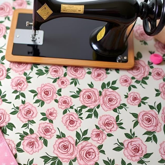 LMAEZNER Light Weight Natural Cotton Fabric by The Yard DIY Making Supplies Quilting Patchwork Fabric DIY for Quilting Cotton Patchwork Cushions (Light Pink Floral, 1 Yard pre Cut) - Image 4