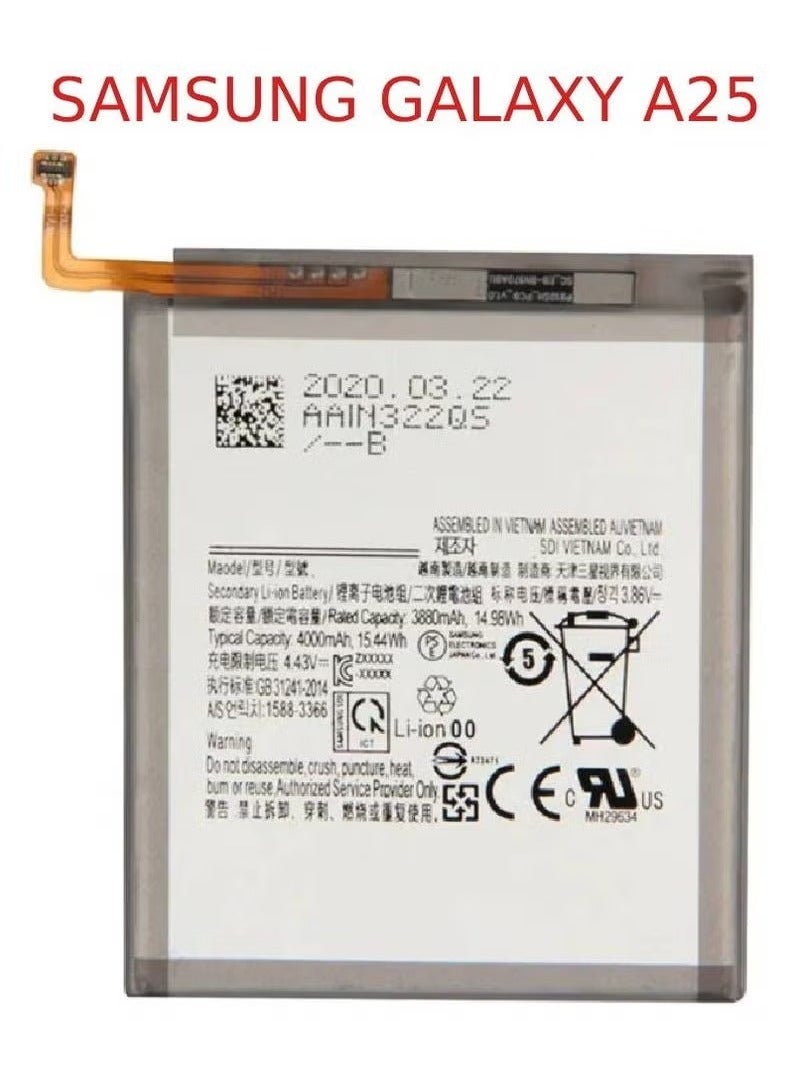 MUNTAQI Replacement Internal Premium Battery Compatible with Samsung Galaxy A25 â€“ High-Capacity Rechargeable Li-ion Battery for Long-Lasting Power, Quick Charging Support, DIY-Friendly Installation & Safe, Reliable Performance â€“ Fix Battery Drain & Shutdown Issues - Image 1