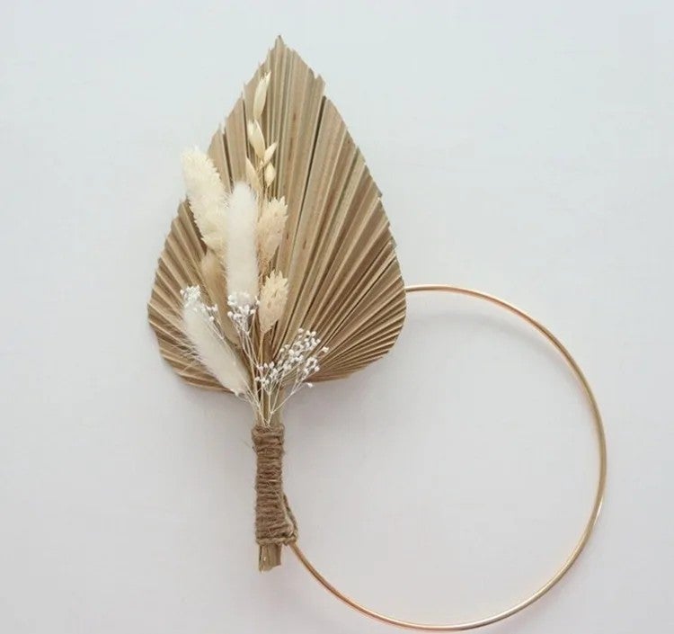 Bluejw Ychon Dried Palm Leaf Cake Topper, Natural Dried Flower Bouquet Cupcake Topper - Reusable Dried Plants Cake Decorations - Image 1