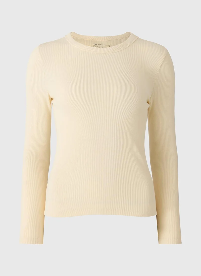 Matalan Cream Fitted Ribbed Long Sleeve Top