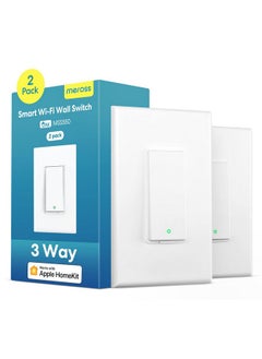 meross 3 Way Smart Switch, Smart Light Switch Compatible with Apple Homekit, Siri, Alexa & SmartThings, 2.4Ghz Wi-Fi Light Switch Remote Control Schedule, Neutral Wire Required 2 Pack