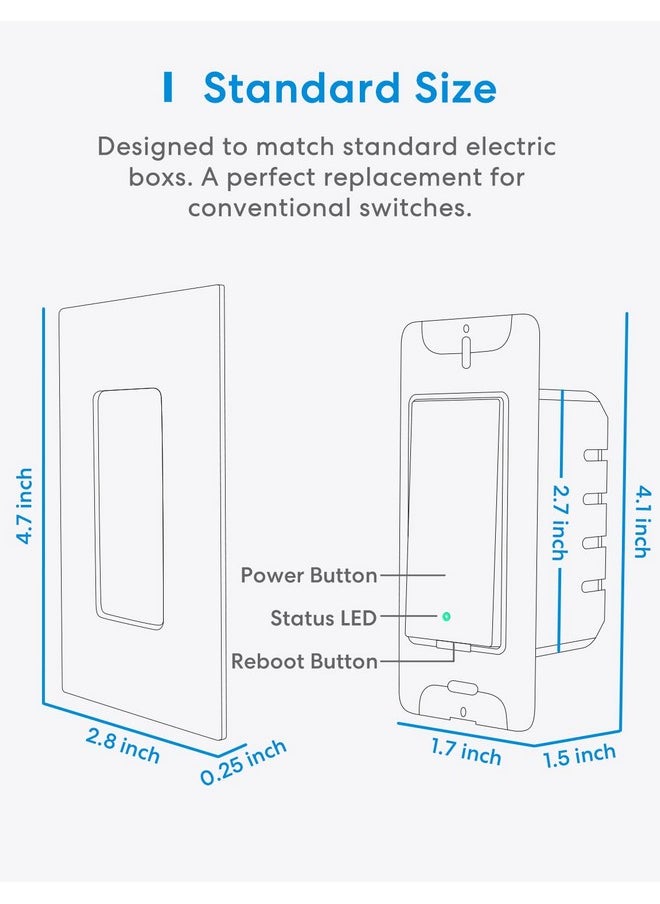 meross - meross 3 Way Smart Switch, Smart Light Switch Compatible with Apple Homekit, Siri, Alexa & SmartThings, 2.4Ghz Wi-Fi Light Switch Remote Control Schedule, Neutral Wire Required 2 Pack - Image 1