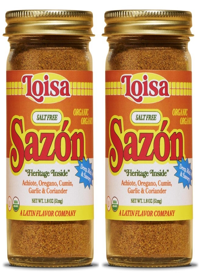 Loisa Seasoning, USDA Organic, Non-GMO, No-MSG, No Preservatives, No Artificial Coloring, No Artificial Flavors, 2.9oz (SALT-FREE Sazón Two Pack) - Image 1