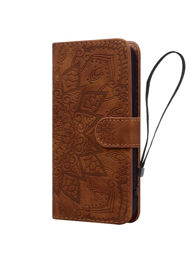 اس-توب جراب لهاتف Samsung Galaxy S25 Edge 5G، مصنوع من جلد العجل مزدوج الطي، منقوش بنقوش ماندالا - Image 2