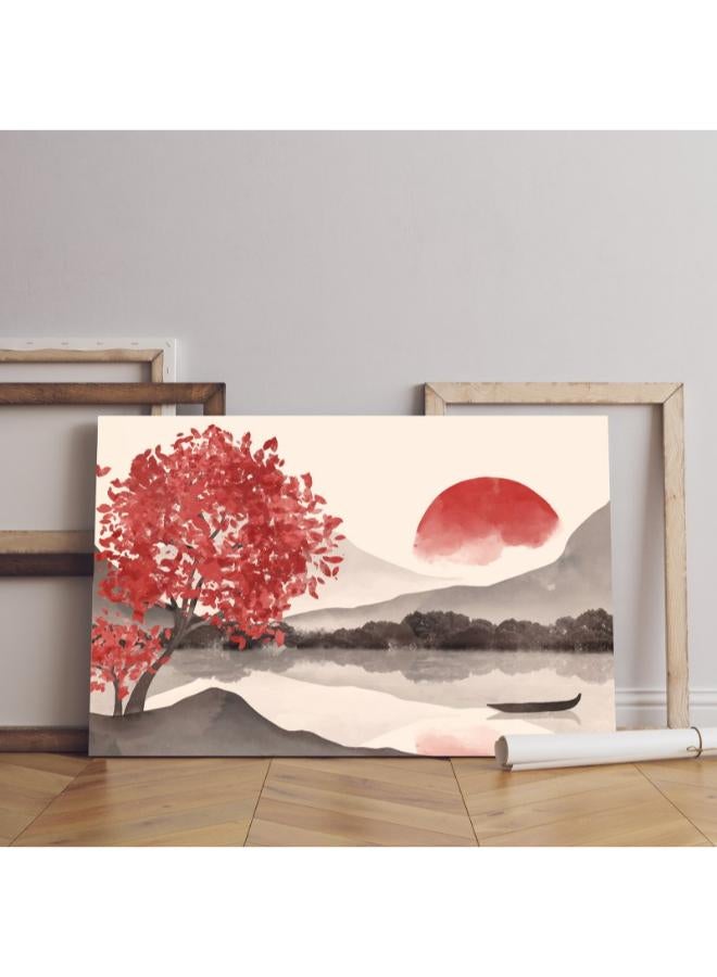 Home Gallery Red Tree with sunset Landscape Printed canvas wall art - Image 3