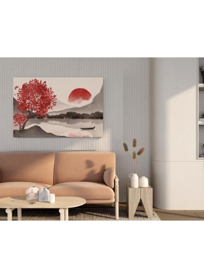 Home Gallery Red Tree with sunset Landscape Printed canvas wall art - Image 4
