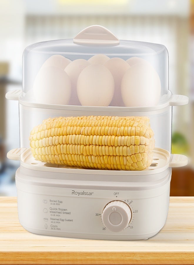 رويال ستار جهاز طهي البيض الكهربائي السريع مع مؤقت وبخار مزدوج لـ 16 بيضة، مثالي لبيض مسلوق طري أو متوسط ​​الصلابة، وجهاز تبخير للخضراوات مناسب للصالات الرياضية والمنازل والمكاتب - Image 1