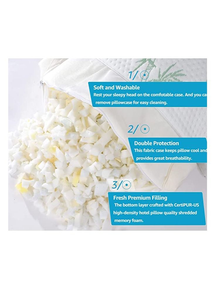 Plush Shredded Memory Foam Pillow for Sleeping Enjoy Relaxing Sleep Night after Night Includes an Hypoallergenic Bamboo Pillowcase. - Image 5