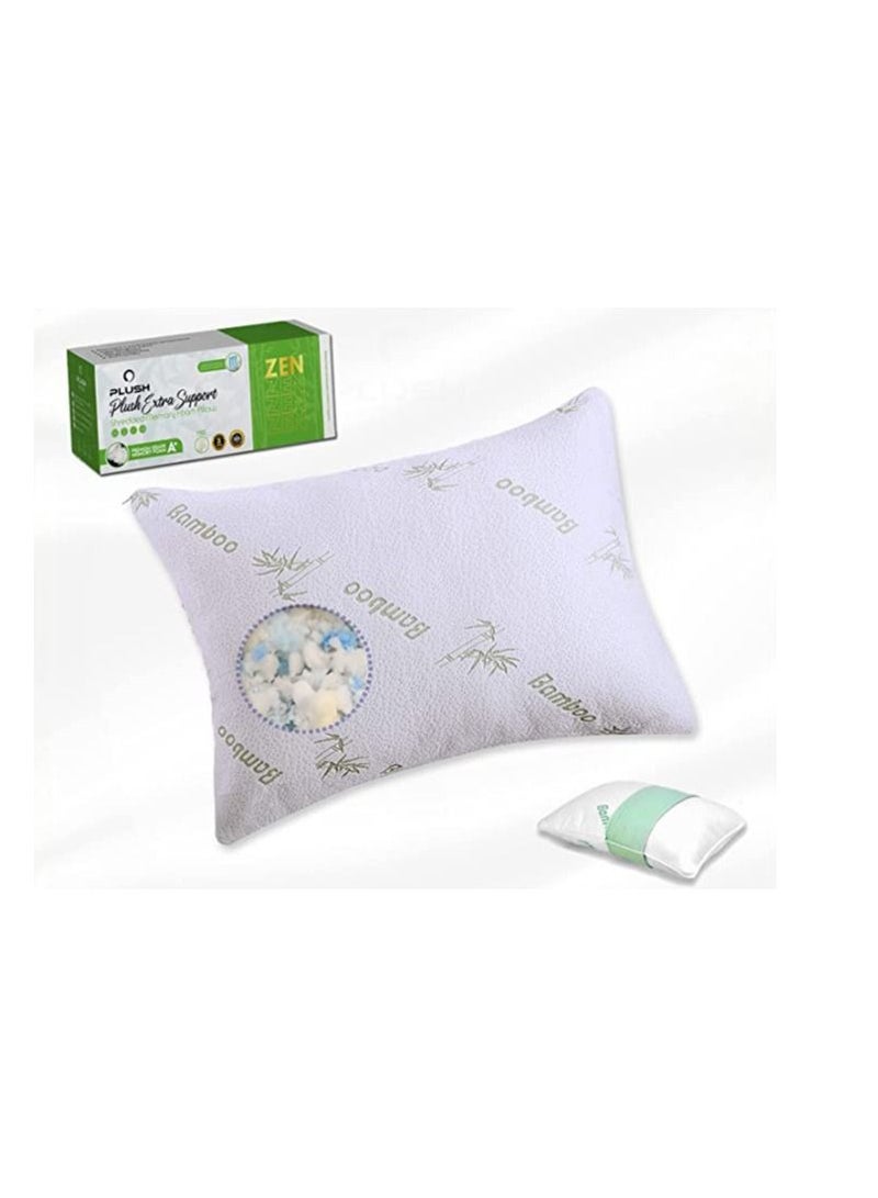Plush Shredded Memory Foam Pillow for Sleeping Enjoy Relaxing Sleep Night after Night Includes an Hypoallergenic Bamboo Pillowcase. - Image 1