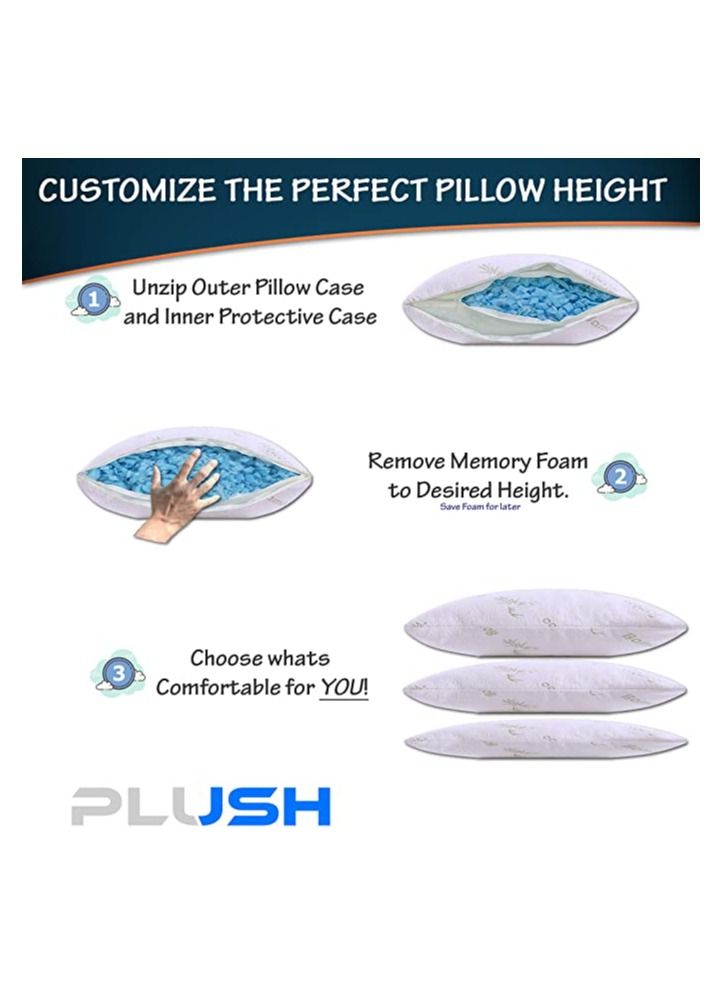 Plush Shredded Memory Foam Pillow for Sleeping Enjoy Relaxing Sleep Night after Night Includes an Hypoallergenic Bamboo Pillowcase. - Image 3