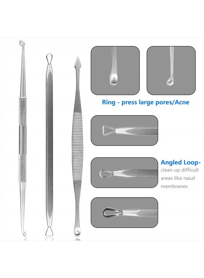 STWIE 10pcs Pimple Popper Blackhead Remover Tool +Ear Wax Removal +Cuticle Pusher Stainless Steel Comedone Zit Blemish Acne Kit with Brush & Leather Bag  - Image 4