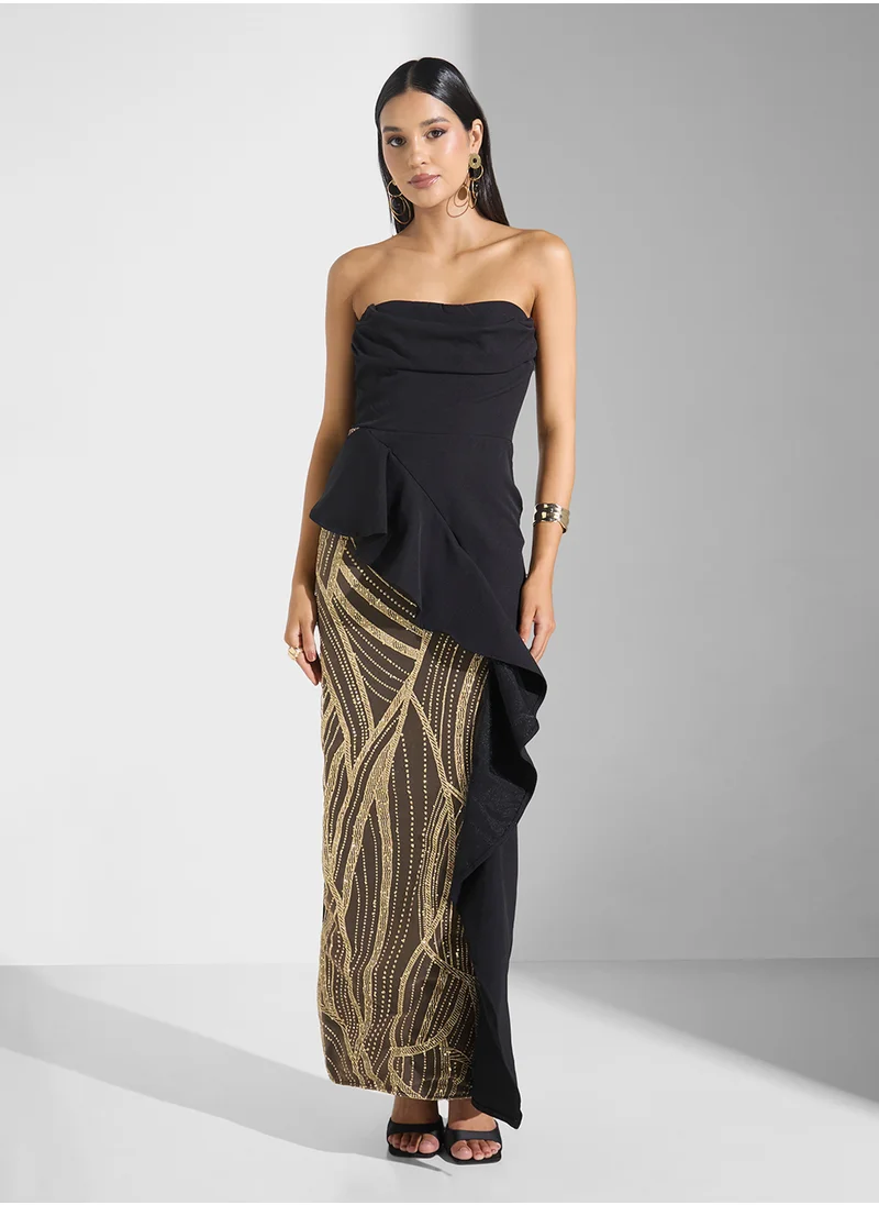نمشي x Contrast Toned Evening Gown