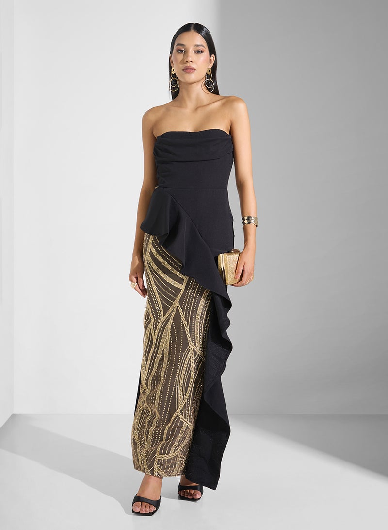 Namshi x Contrast Toned Evening Gown - Image 4
