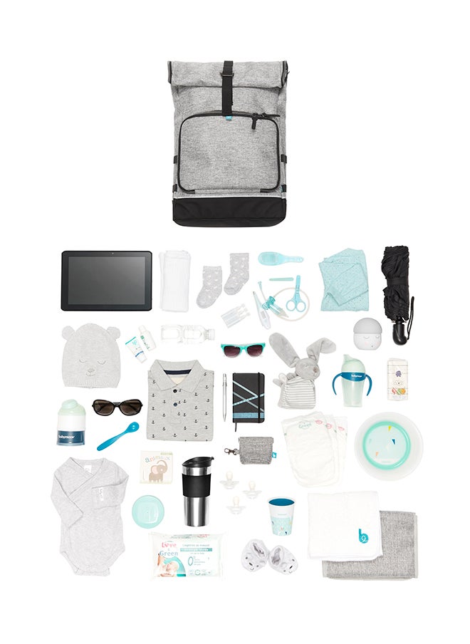 babymoov Babymoov Sancy Diaper Bag Backpack, Unisex Back Pack With Heavy Duty Roll - Top Closure, Large Insulated Compartment, Changing Pad And Accessories, Smokey  - Image 2
