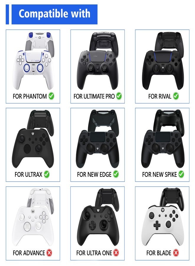 HEXGAMING Replacement Thumbsticks 2 Height Domed & Concave Grips for Phantom and Ultimate pro Controllers - Base Part is NOT Included - White - Image 2