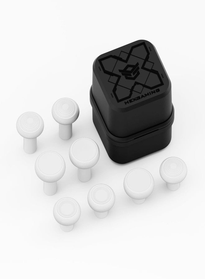 HEXGAMING Replacement Thumbsticks 2 Height Domed & Concave Grips for Phantom and Ultimate pro Controllers - Base Part is NOT Included - White - Image 1