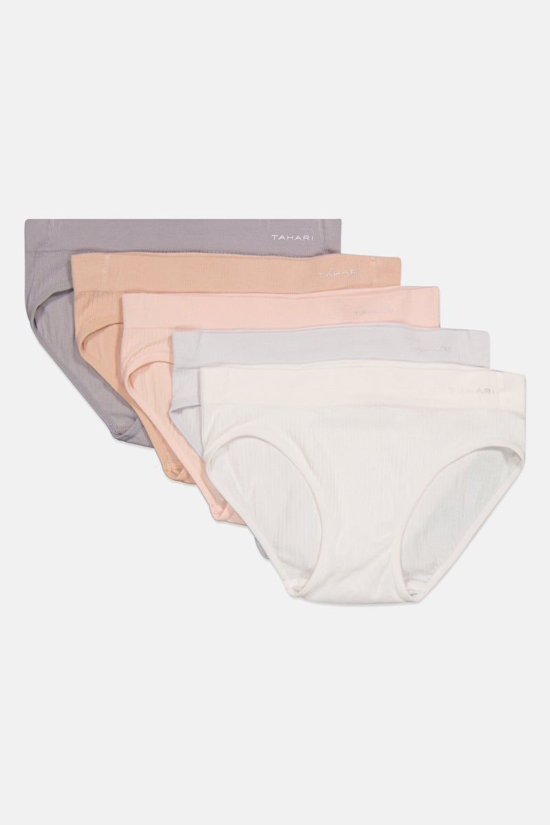 Tahari Women 5 Pack Ribbed Seamless Panty, Grey - Image 3