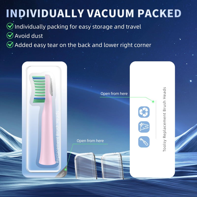 Toolsy 10 Pack Toothbrush Replacement Heads Compatible with Rtauys M5 Sonic Electric Toothbrush (Sakura Pink, 10 Count(Pack of 1)) - Image 4