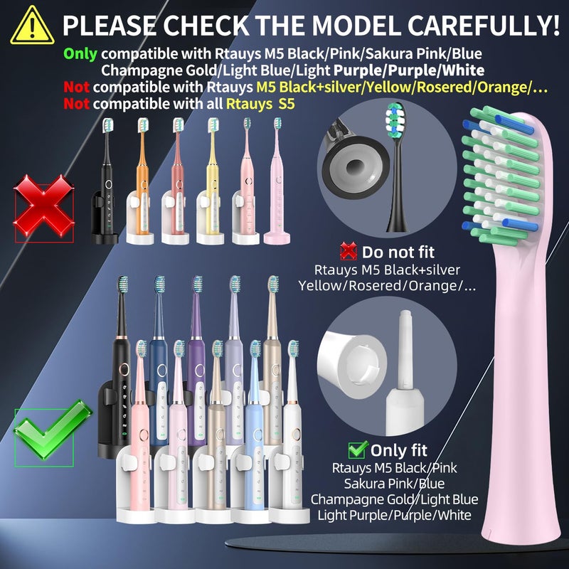 Toolsy 10 Pack Toothbrush Replacement Heads Compatible with Rtauys M5 Sonic Electric Toothbrush (Sakura Pink, 10 Count(Pack of 1)) - Image 2