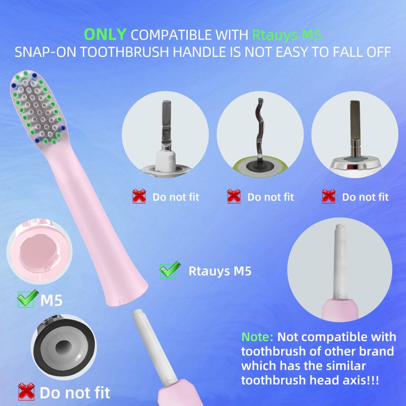 Toolsy 10 Pack Toothbrush Replacement Heads Compatible with Rtauys M5 Sonic Electric Toothbrush (Sakura Pink, 10 Count(Pack of 1)) - Image 3