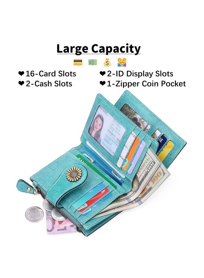 سينديفن محفظة نسائية صغيرة من الجلد بحامل بطاقات قابل للطي بتقنية حجب الترددات الراديوية مع جيب للعملات المعدنية بسحاب - Image 2