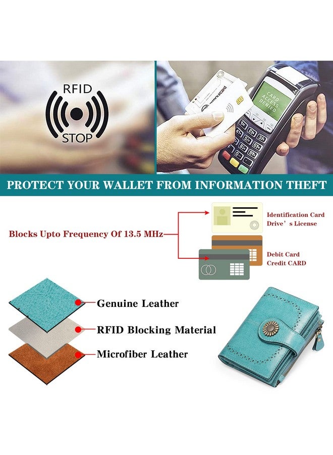 سينديفن محفظة نسائية صغيرة من الجلد بحامل بطاقات قابل للطي بتقنية حجب الترددات الراديوية مع جيب للعملات المعدنية بسحاب - Image 5