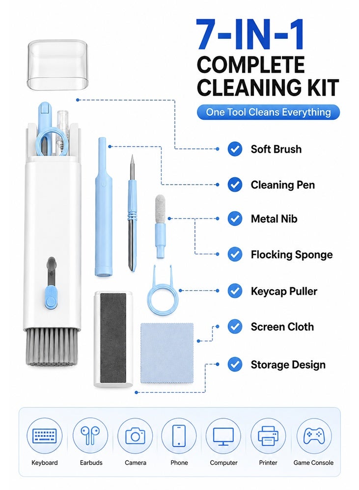 YXD 7 In 1 Multifunctional Electronic Device Cleaning Kit, All-In-One Gadget Cleaner Set For Laptop Keyboard, Screen, Phone, Earphones, Computer & Smart Devices - Saudi Daily Tech Essential - Image 2