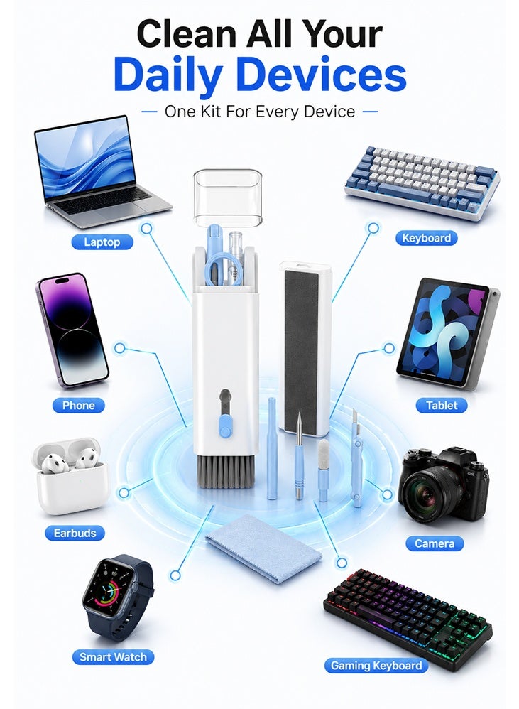 YXD 7 In 1 Multifunctional Electronic Device Cleaning Kit, All-In-One Gadget Cleaner Set For Laptop Keyboard, Screen, Phone, Earphones, Computer & Smart Devices - Saudi Daily Tech Essential - Image 3