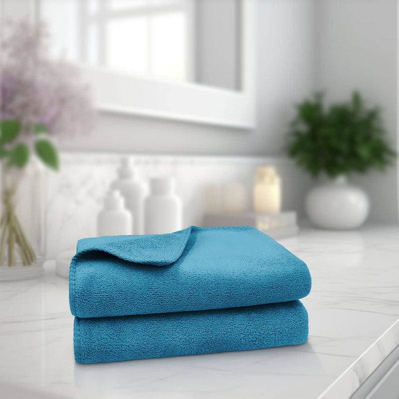 Sassoon Venir Microfiber 2 Piece Hand Towels in 450 GSM (40x60cm, Peacock Color) - Absorbent & Quick Dry Multipurpose Hand Towels - Image 1