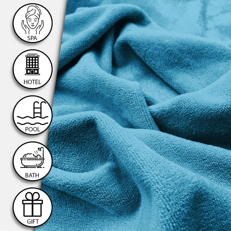 Sassoon Venir Microfiber 2 Piece Hand Towels in 450 GSM (40x60cm, Peacock Color) - Absorbent & Quick Dry Multipurpose Hand Towels - Image 2
