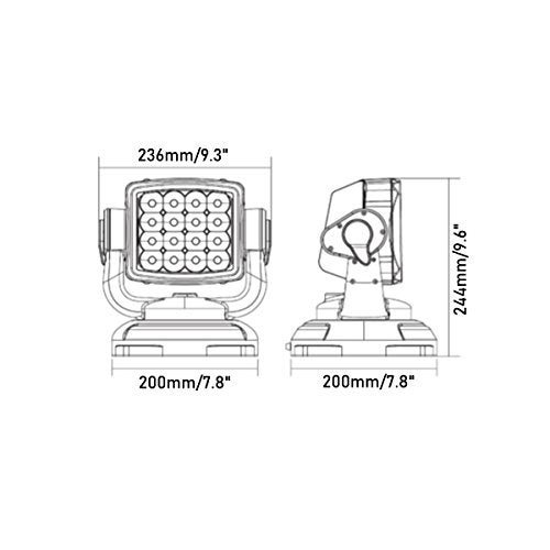 Lightronic مصباح عمل/ضباب LED ساطع للغاية للطرق الوعرة، مع تحكم عن بُعد لاسلكي، 6000K أبيض بارد، شعاع واسع بعيد المدى للشاحنات والقوارب، مقاوم للتآكل والاهتزاز، 12V/24V DC بتشطيب أسود، عبوة واحدة - Image 2