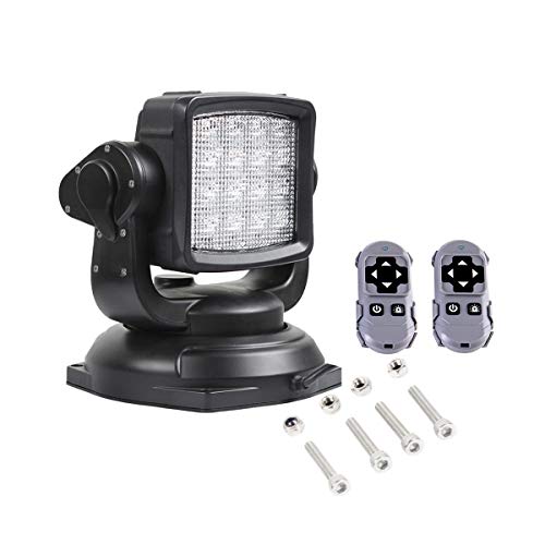 Lightronic مصباح عمل/ضباب LED ساطع للغاية للطرق الوعرة، مع تحكم عن بُعد لاسلكي، 6000K أبيض بارد، شعاع واسع بعيد المدى للشاحنات والقوارب، مقاوم للتآكل والاهتزاز، 12V/24V DC بتشطيب أسود، عبوة واحدة - Image 1