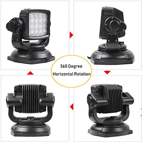 Lightronic مصباح عمل/ضباب LED ساطع للغاية للطرق الوعرة، مع تحكم عن بُعد لاسلكي، 6000K أبيض بارد، شعاع واسع بعيد المدى للشاحنات والقوارب، مقاوم للتآكل والاهتزاز، 12V/24V DC بتشطيب أسود، عبوة واحدة - Image 3