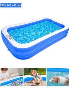 VUCATIN Inflatable Swimming Pool Thickened Full-Sized Above Ground Kiddie Inflatable Family Swimming Lounge Pool Outdoor Toys for Kids & Adults Blow up Pool for Backyard Patio (260 x 160 x 60 cm（L x W x H）)  - Image 1